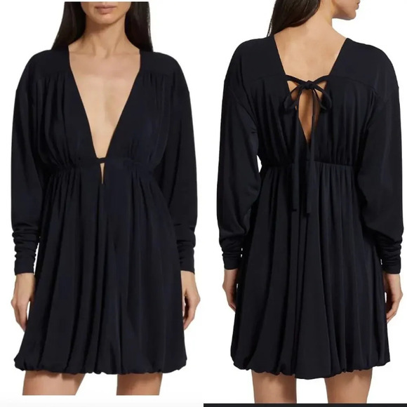 Cinq a Sept Destiny Mini Dress Navy Blue Long Sleeve Bubble Hem Size Medium‎ - Picture 1 of 14
